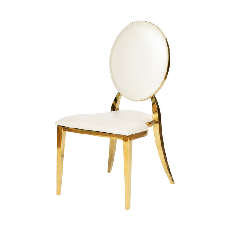 Gold Trim Chair White - Optimum Event Hire