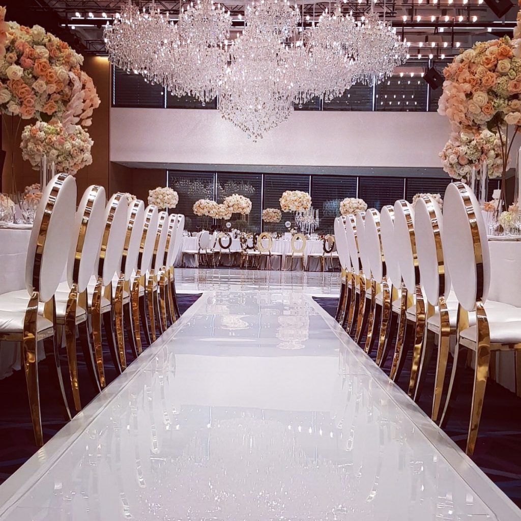 Gold Trim Chair White Optimum Event Hire