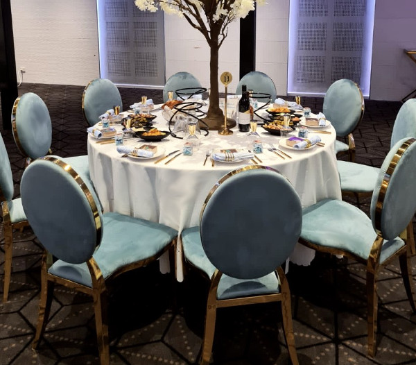 Blue Velvet Gold Trim Chair Optimum Event Hire