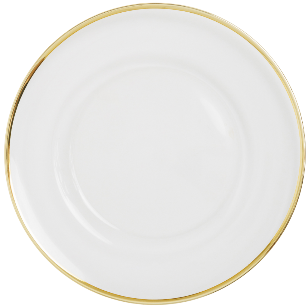 Gold Trim Glass Charger Plate Optimum Event Hire