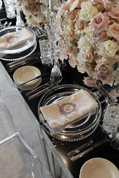 Clear Beaded Charger Plate Hire Sydney