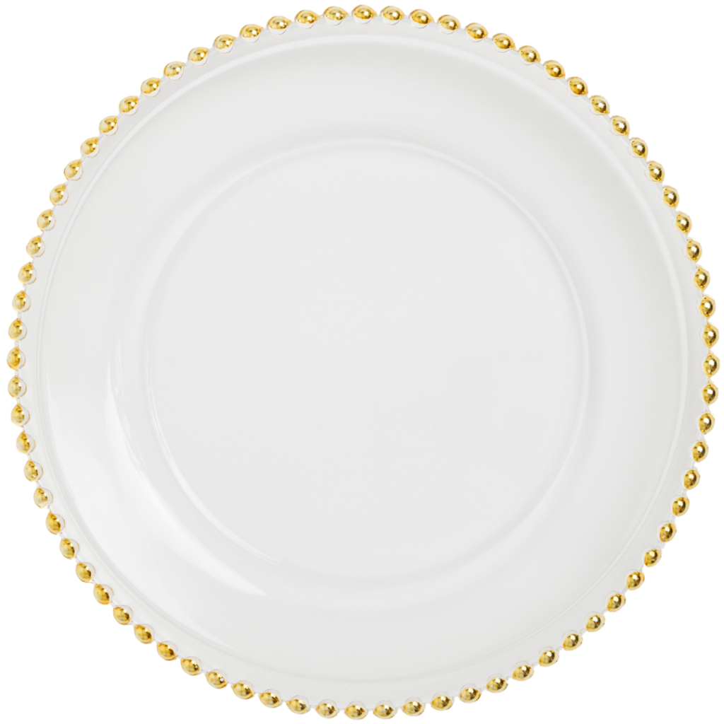 Gold Beaded Glass Charger Plate Optimum Event Hire