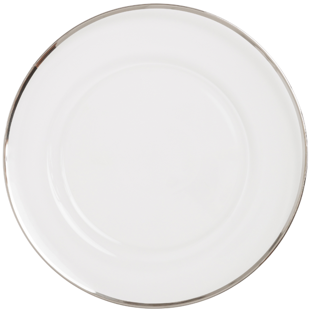 Silver Trim Glass Charger Plate Optimum Event Hire