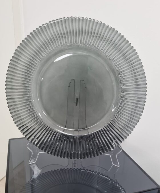 Smoke Ribbed Glass Charger Plate Optimum Event Hire