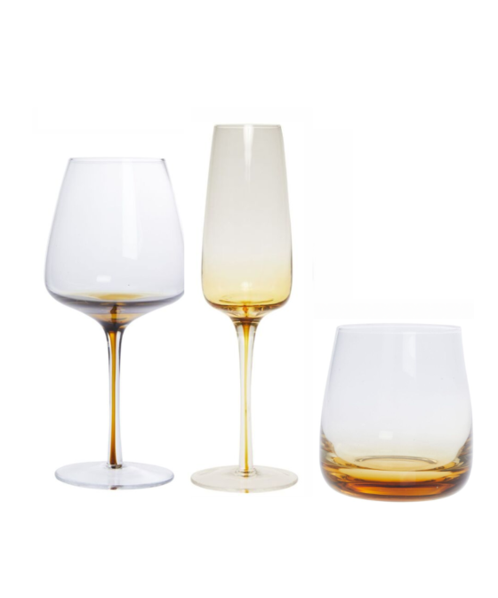 Amber/Gold Glassware Set