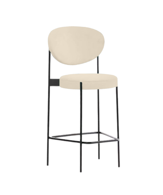 Beige Velvet Contempo Cocktail Bar Stool Hire