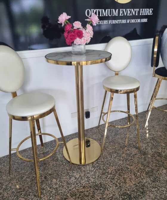 Gold Slim Cocktail Bar Table Hire