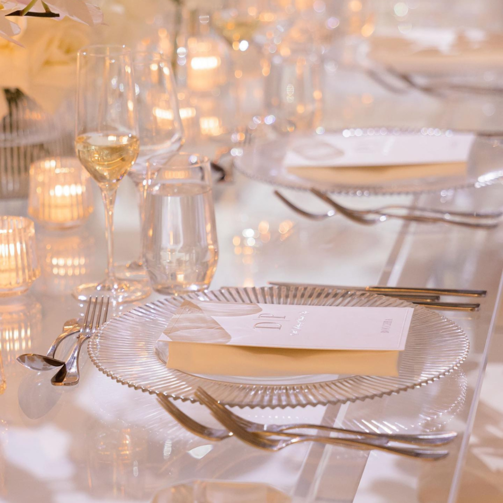 Clear Ribbed Glass Charger Plate Optimum Event Hire