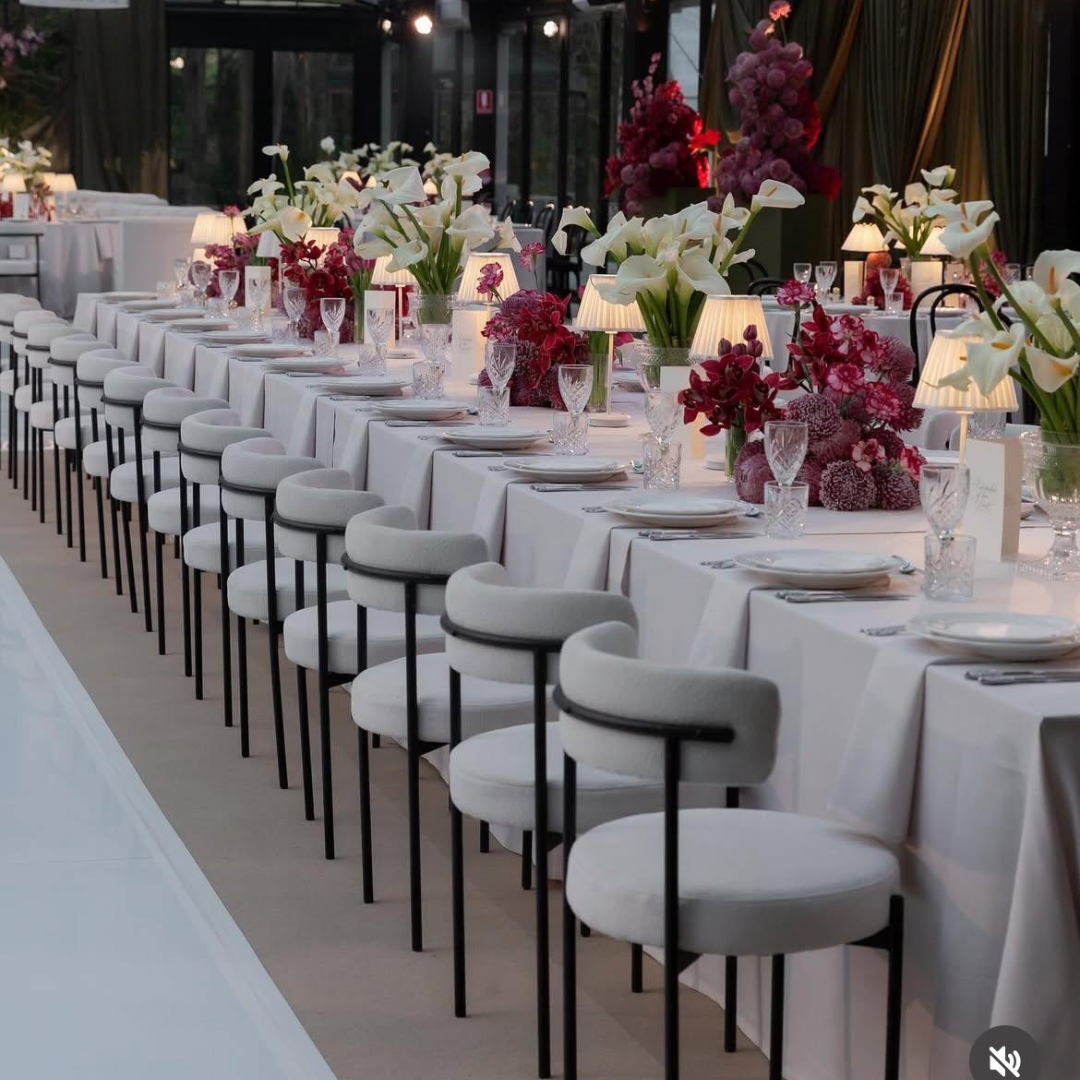 White-Boucle-Chair-Black-Frame-Hire-Sydney