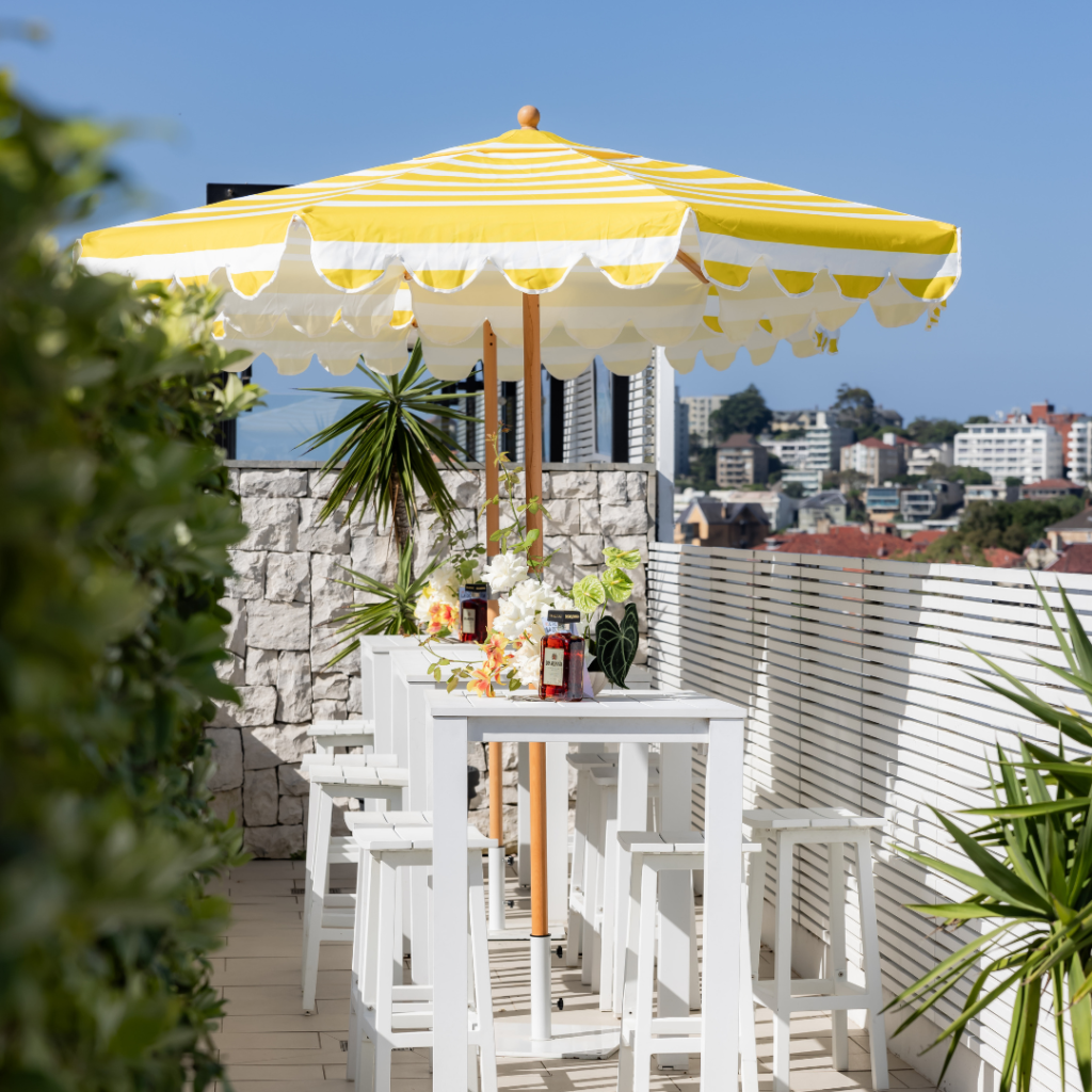 Yellow Stripe Umbrella Hire