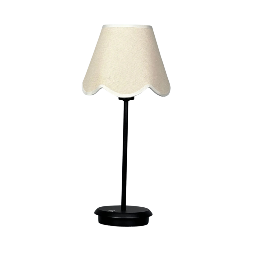 Wave Linen Lamp Black Base