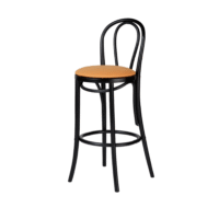 Black-Bentwood-Bar-Stool-Orange-Cushion