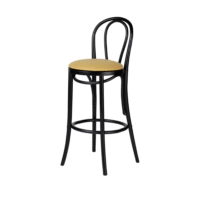 Black-Bentwood-Bar-Stool-Yellow-Cushion